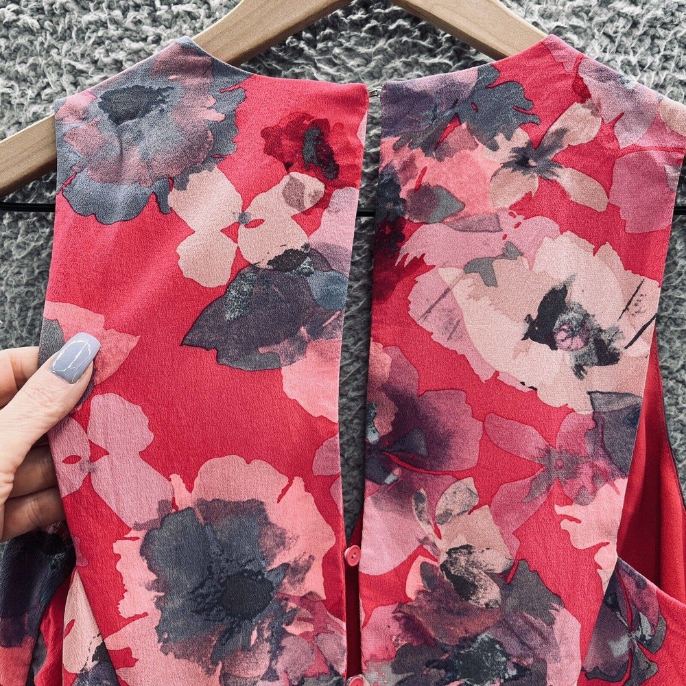 Rebecca Taylor Dress Pink Floral Silk Sleeveless Cut Out Above Knee - Picture 10 of 14